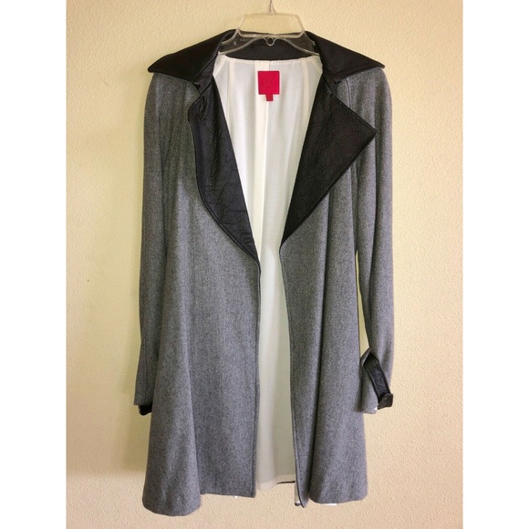 Saks Fifth Avenue Women's Leather Trench Coat L - Picture 1 of 2